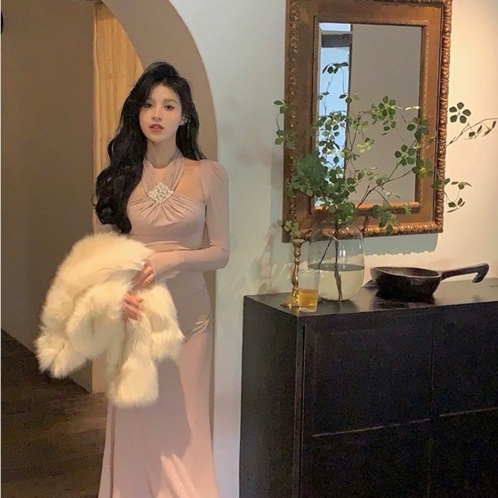 Elegant Pink Evening Gown